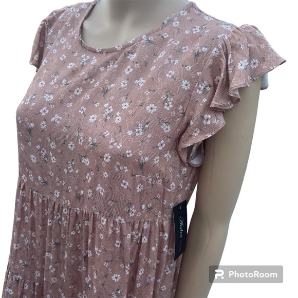 Ditsy print light brown mini dress - Picture 8 of 10